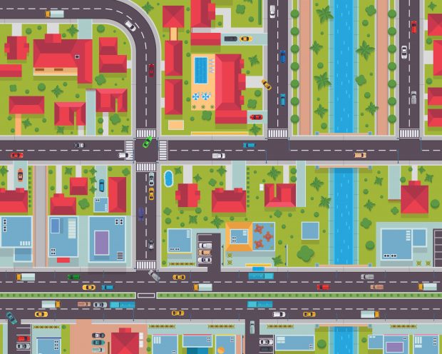 Modern Detail Urban City Map Housing And Commercial Area From Top View Illustration