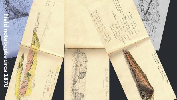 Coloured field notebooks Circa 1870 with handwriting