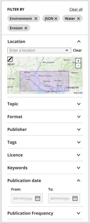 Search Engine Filters including location